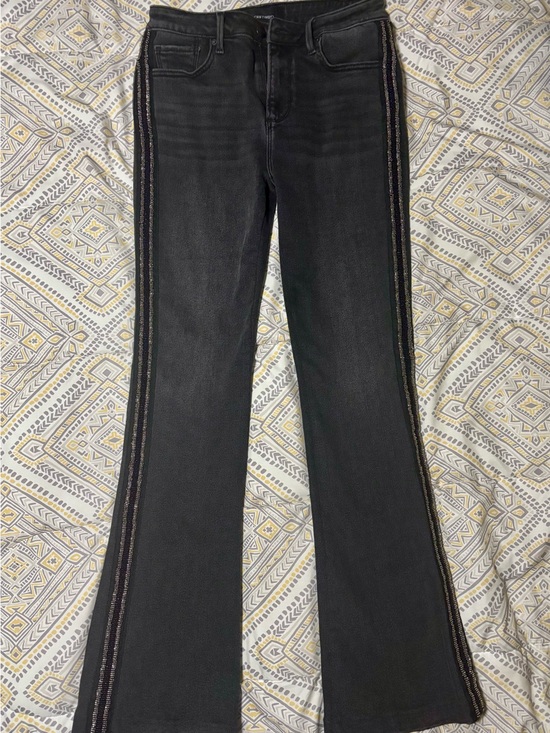 DRIFTWOOD Denim - DRIFTWOOD Black Flared Jeans with Iridescent Side Beading (size 27)